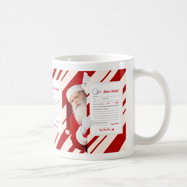 Mug Lettre de Noël de Père Noël Rouge bonbon Bouton ro (Droite)