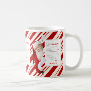 Mug Lettre de Noël de Père Noël Rouge bonbon Bouton ro