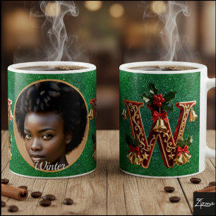 Mug Lettre de Noël en velours rouge or luxe W