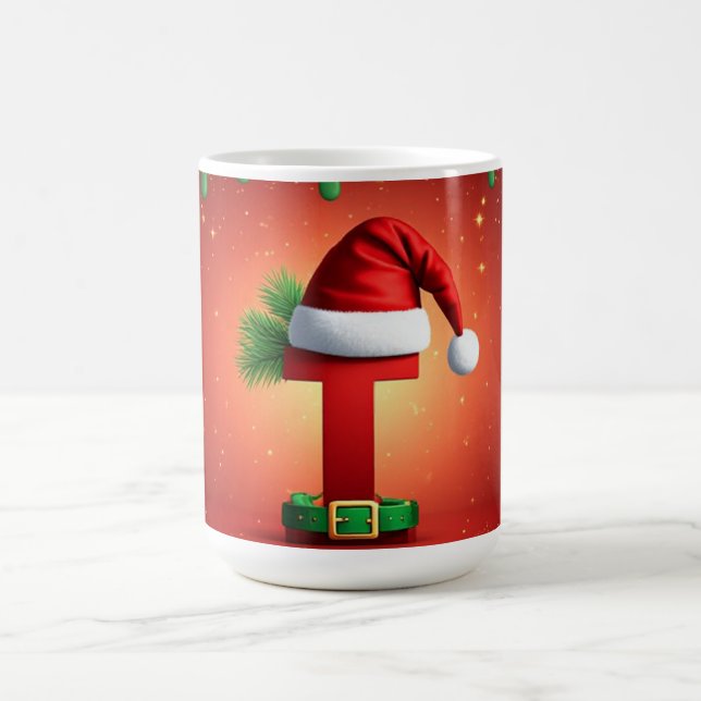 Mug Lettre de Noël T pour les cadeaux de vacances (Centre)
