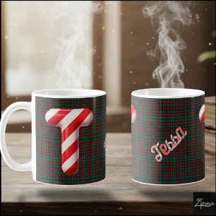 Mug Lettre de Noël 'T' rayée de bonbon canne à sucre b