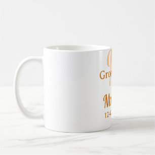 Mug Lettre de nom de garçon d'honneur orange date masc