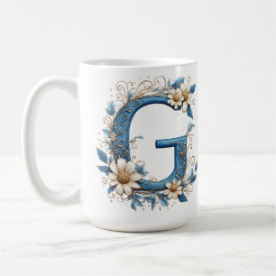 Mug Lettre Décorative G Avec Émail Bleu