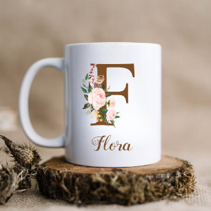 Mug LETTRE D'ÉPOUSE FLORALE PERSONNALISÉE F Cadeau