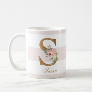 Mug LETTRE D'HUILE D'OR Floral BLANC S MONO