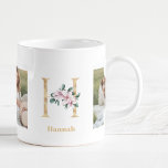 Mug LETTRE D'OR Moderne H Flower | Deux monogrammes ph<br><div class="desc">LETTRE D'OR Moderne H Flower | Deux monogrammes photo</div>