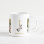 Mug LETTRE D'OR Moderne J Flower | Deux monogrammes ph<br><div class="desc">LETTRE D'OR Moderne J Flower | Deux monogrammes photo</div>