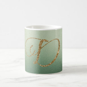 Mug LETTRE D'OR VERT Olive Parties scintillant D