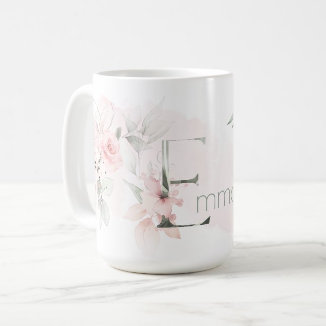 Mug Lettre E Rose rose rose rose pâle (Devant gauche)
