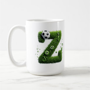 Mug Lettre en herbe formée avec des ballons de footbal