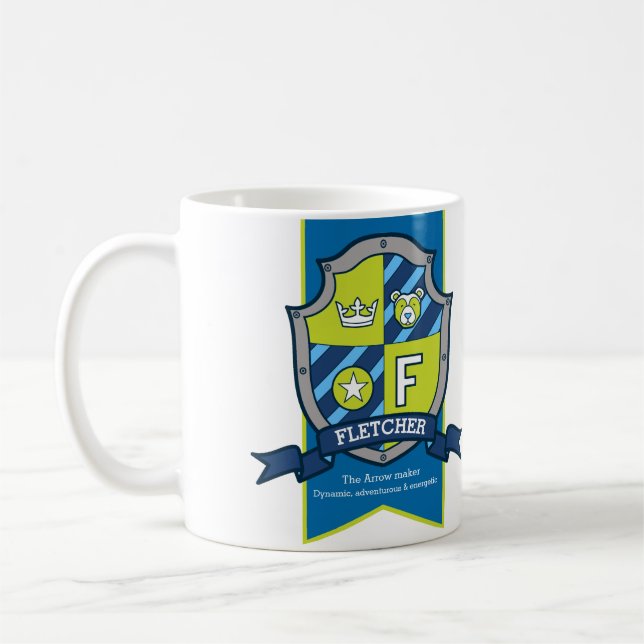 Mug lettre F crête bleu vert nom signifiant (Gauche)