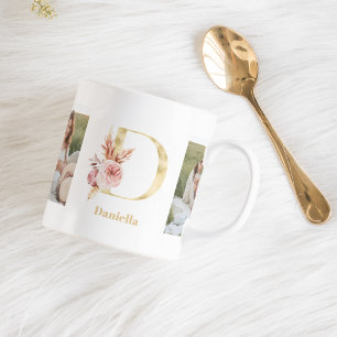 Mug LETTRE FLEUR D'OR ACTUELLE D   Deux monogrammes ph