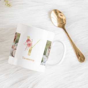 Mug LETTRE FLEUR D'OR ACTUELLE Y   Deux monogrammes ph