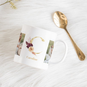 Mug LETTRE FLEUR D'OR C   Deux monogrammes photo