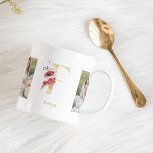Mug LETTRE FLEUR D'OR F   Deux monogrammes photo