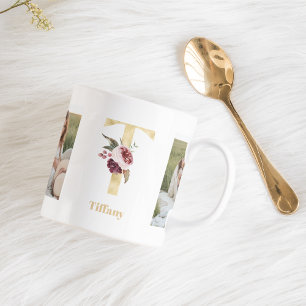 Mug LETTRE FLEUR D'OR T   Deux monogrammes photo