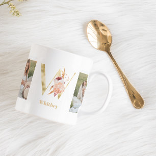 Mug LETTRE FLEUR D'OR W   Deux monogrammes photo