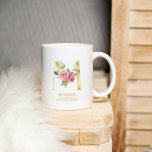 Mug LETTRE FLEURIE D'Aquarelle Or tendance M | Monogra<br><div class="desc">LETTRE FLEURIE D'Aquarelle Or tendance M | Monogramme</div>
