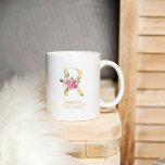 Mug LETTRE FLEURIE D'Aquarelle Or Tendance R | Monogra<br><div class="desc">LETTRE FLEURIE D'Aquarelle Or Tendance R | Monogramme</div>