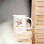 Mug LETTRE FLEURIE D'Aquarelle Or Tendance Z | Monogra<br><div class="desc">LETTRE FLEURIE D'Aquarelle Or Tendance Z | Monogramme</div>