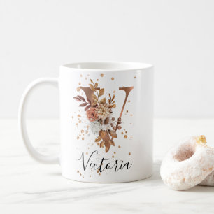 Mug LETTRE FLEURIE DE COCOPIE V MONogramme CABINE