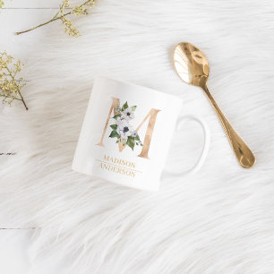 Mug LETTRE FLEURIE D'OR ACTUELLE M   Monogramme
