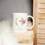 Mug LETTRE FLEURIE O OR Aquarelle tendance | Monogramm<br><div class="desc">LETTRE FLEURIE O OR Aquarelle tendance | Monogramme</div>