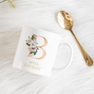 Mug LETTRE FLEURIE OR ACTUELLE B   Monogramme