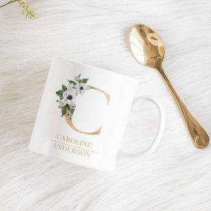 Mug LETTRE FLEURIE OR ACTUELLE C   Monogramme