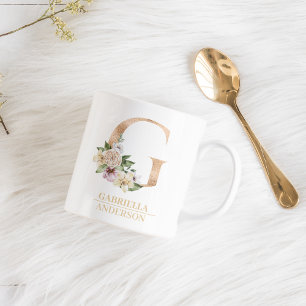 Mug LETTRE FLEURIE OR ACTUELLE G   Monogramme