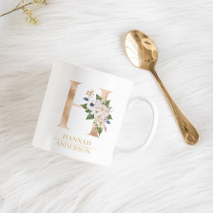 Mug LETTRE FLEURIE OR ACTUELLE H   Monogramme