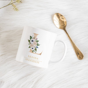 Mug LETTRE FLEURIE OR ACTUELLE L   Monogramme