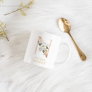 Mug LETTRE FLEURIE OR ACTUELLE N   Monogramme