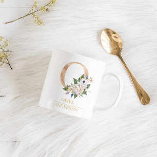 Mug LETTRE FLEURIE OR ACTUELLE O   Monogramme