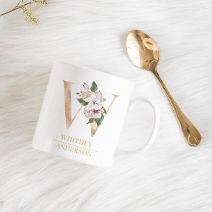 Mug LETTRE FLEURIE OR ACTUELLE W   Monogramme