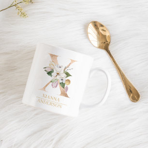 Mug LETTRE FLEURIE OR ACTUELLE X   Monogramme