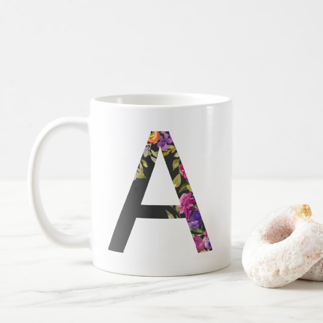 Mug LETTRE FLEUVE BOtanique A MONogramme (Avec donut)