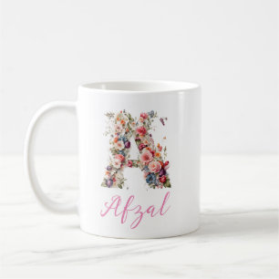 Mug Lettre florale art numérique /Monogramme