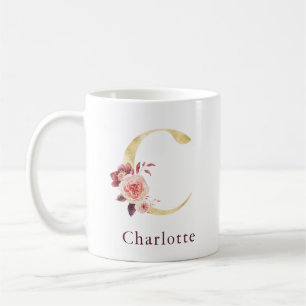 Mug LETTRE Florale C BOURMANDE Nom et Pink