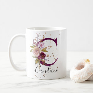MUG LETTRE FLORALE C CRÈME ROUGE BOURMANDE
