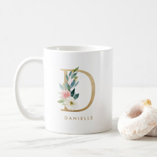 Mug LETTRE Florale DE PÂTONIE D MONogramme D'Huile D