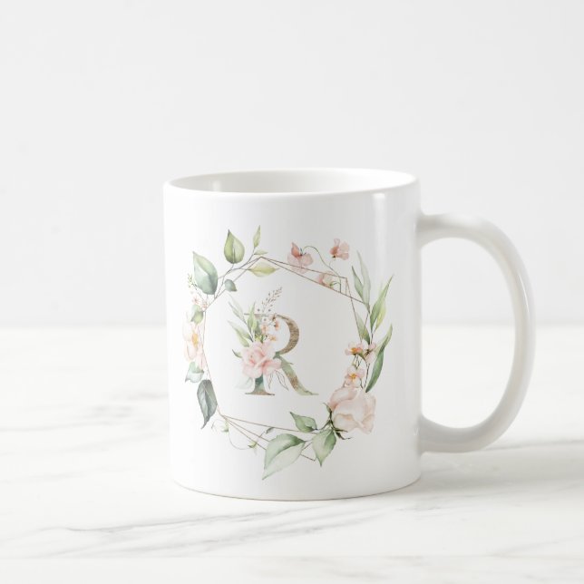 Mug Lettre florale initiale E et cadre floral (Droite)