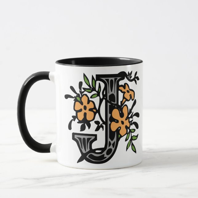 Mug Lettre florale J de monogramme (Gauche)