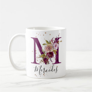 Mug LETTRE Florale M MONO ROUGE BOURG