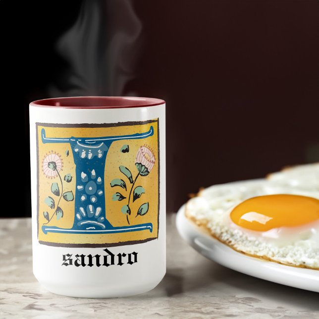 Mug LETTRE Florale Médiévale Illuminée I MOYEN MONogra (Créateur téléchargé)