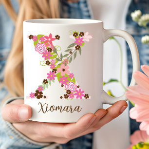 Mug Lettre florale monographique personnalisée X