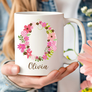 Mug Lettre florale O monogramme personnalisé