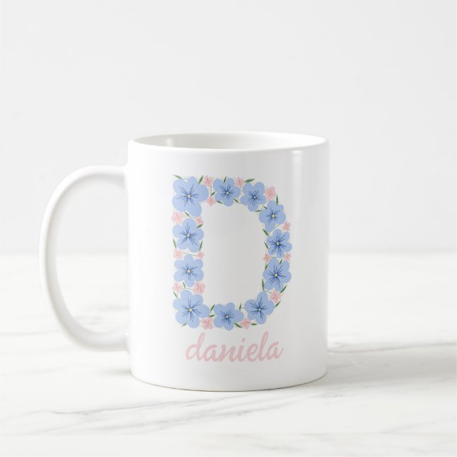 Mug LETTRE Florale Pastel D MONO (Gauche)