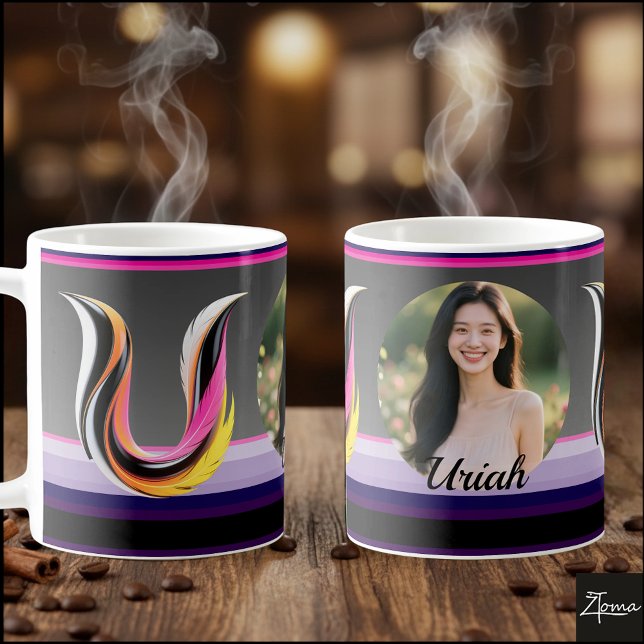 Mug Lettre fluide abstraite U Neon Feather (This is a sample design. There are several models to choose from, with the name and color changed.
)