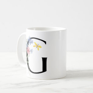 Mug Lettre G avec des fleurs